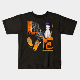 Husky Love Halloween Boo Dog Gifts husky lover Kids T-Shirt